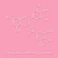 Epigallocatechin gallate (EGCG) green tea polyphenol molecule. Has antioxidant properties and may contribute to health effects of Royalty Free Stock Photo