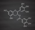 Epigallocatechin gallate (EGCG) green tea polyphenol molecule. Has antioxidant properties and may contribute to health effects of Royalty Free Stock Photo