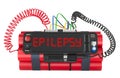 Epilepsy concept. Time bomb explosive with epilepsy word on timer, 3D rendering