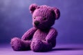 Epilepsy day.Health care concept. Purple Teddy bear on purple background. Purple day concept. Generative Ai.