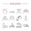 Epilepsy. Line icons set. Royalty Free Stock Photo