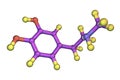 Epinephrine molecule, a hormone produced by adrenal gland