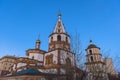 The Epiphany Cathedral (Epiphany Cathedral) is an Orthodox church in Irkutsk, located in the historical center of the city Royalty Free Stock Photo