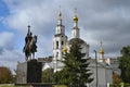 Epiphany Cathedral square with the Ivan the Terrible statue in Oryol