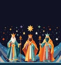 Epiphany Christian Festival Three Wise Men Christmas Bible Three Kings Banner Illustration
