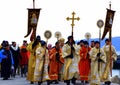 Eastern orthodox church procession Varna beach Bulgaria