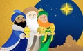 Three wise men with gifts to Bethlehem Royalty Free Stock Photo