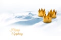 Epiphany, Three Kings Day, symbolized by three tinkered crowns o Royalty Free Stock Photo