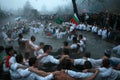 Epiphany Traditions - Jordan. Men dance in the icy waters of the river Tunja on January 6, 2011, Kalofer, Bulgaria