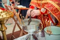 Epiphany water with candles in chursh