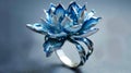 Epiphyllum ring, shiny, enamel material, ice crystal texture