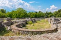 Episcopal Basilica. Archaeological Park of Dion, Greece Royalty Free Stock Photo