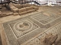 EPISKOPI, CYPRUS - 09/09/2018: Ancient mosaic at Kourion depicting Ktisis