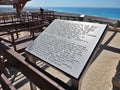 EPISKOPI, CYPRUS - 09/09/2018: Info board with braille font in ancient Kourion.