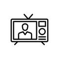 Black line icon for Episode, entertainment and television