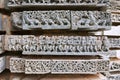 Episode from Ramayana. Rama, Sita and Laxmana returning from Lanka. Kedareshwara temple, Halebidu, Karnataka