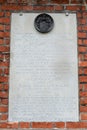 The epitaph of Celestine Kovalevsky on the wall of the Cathedral in Kaliningrad Royalty Free Stock Photo