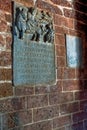 Epitaph on wall ofChapel Of St. Catherine, Church built in 1510 A.D.,UNESCO World Heritage