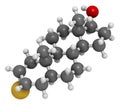 Epitiostanol (epithioandrostanol) cancer drug molecule. 3D rendering. Atoms are represented as spheres with conventional color Royalty Free Stock Photo