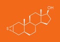 Epitiostanol epithioandrostanol cancer drug molecule. Skeletal formula. Royalty Free Stock Photo