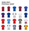Set of soccer kit or football jersey mockup template design for English football club. Football shirt or sport uniform. Vector