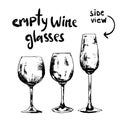 Epmty different wine glasses
