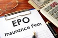EPO Insurance Plan on a table. Royalty Free Stock Photo
