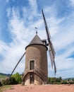 The eponymous windmill of famous French red wine situated near Romaneche-Thorins