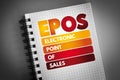 EPOS - Electronic Point of Sales acronym on notepad, business concept background Royalty Free Stock Photo