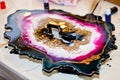 Epoxy resin art. Abstract composition for your design. Macro photo