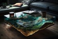 Epoxy resin coffee table. Generative AI Royalty Free Stock Photo