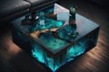 Epoxy resin coffee table. Generative AI Royalty Free Stock Photo