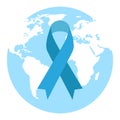 Banner with a blue ribbon to remind you the World Diabetes Day in November 14