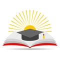 Education logo illustration. Open book with sun and shadow Royalty Free Stock Photo