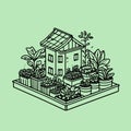 Minimalist Rooftop Garden Concept Representing Eco-Friendly Living and Corporate Identity Royalty Free Stock Photo