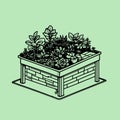 Miniature Rooftop Garden Illustration for Urban Lifestyle and Green Design Branding Royalty Free Stock Photo