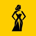 Minimalist Women\'s Designer Dress Vector Icon for Apparel Identity Royalty Free Stock Photo