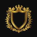 Royal Vintage Emblem with Ornamental Shield and Elegant Baroque Decoration Royalty Free Stock Photo