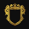 Elegant Retro Luxury Crest Logo with Baroque Ornament and Classic Golden Details Royalty Free Stock Photo