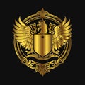 Decorative Golden Shield Emblem â Luxury Vintage Baroque Icon for Premium Branding Royalty Free Stock Photo