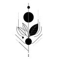 Elegant Boho Themed Black Plant Vector for Art Prints and Branding Royalty Free Stock Photo