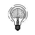Stylized Brain Inside Light Bulb Icon Logo for Creative and Startup Projects Royalty Free Stock Photo