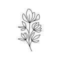 Minimalist Botanical Flower on Branch Vector Logo Icon Royalty Free Stock Photo