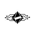 Minimalist ETH Symbol Vector Logo Icon Integrated with Technology Circuit Royalty Free Stock Photo