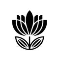 Minimalist Lotus Flower Vector Logo Icon in Black and White Royalty Free Stock Photo