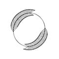 Decorative Circular Frame Vector Logo Icon with Stylized Leaves Royalty Free Stock Photo