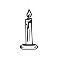 Elegant Burning Candle Line Art Vector Icon Royalty Free Stock Photo