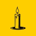 Minimalist Burning Candle Vector Logo Icon Design Royalty Free Stock Photo