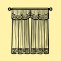 Elegant Window Drapes Line Art Vector Logo Icon Royalty Free Stock Photo