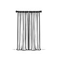 Minimalist Window Curtain Line Art Vector Logo Icon Royalty Free Stock Photo